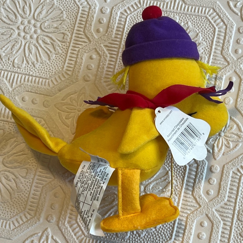 Whitmans Peanuts Woodstock Plush Winter Beanie Scarf Jingle Bell Snoopy Vintage - Picture 3 of 5